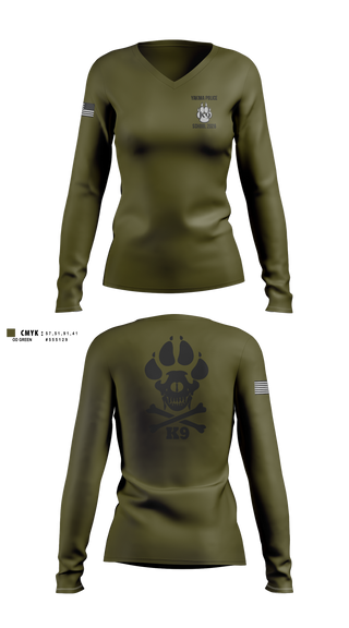 Womens Long Sleeve Vneck Shirt, Yakima Police Department K9 School, Police, Teamtime, Team time, sublimation, custom sports apparel, team uniforms, spirit wear, spiritwear, sports uniforms, custom shirts, team store, custom team store, fundraiser sports, apparel fundraiser