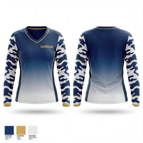 Womens Long Sleeve Vneck Shirt, Guardians, Baseball, Teamtime, Team time, sublimation, custom sports apparel, team uniforms, spirit wear, spiritwear, sports uniforms, custom shirts, team store, custom team store, fundraiser sports, apparel fundraiser