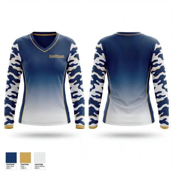 Womens Long Sleeve Vneck Shirt, Guardians, Baseball, Teamtime, Team time, sublimation, custom sports apparel, team uniforms, spirit wear, spiritwear, sports uniforms, custom shirts, team store, custom team store, fundraiser sports, apparel fundraiser