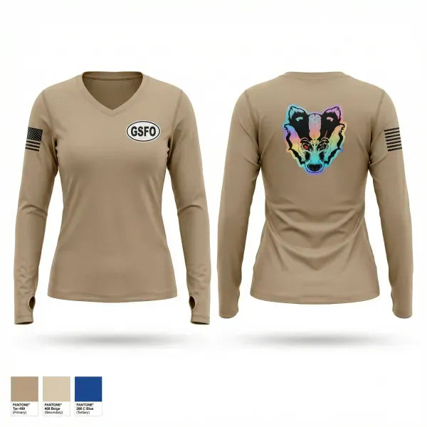 Womens Long Sleeve Vneck Shirt, 2nd plt Aco 1-16 INF, Army, Teamtime, Team time, sublimation, custom sports apparel, team uniforms, spirit wear, spiritwear, sports uniforms, custom shirts, team store, custom team store, fundraiser sports, apparel fundraiser