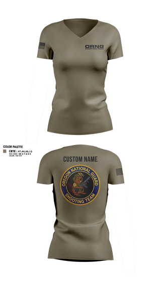 Womens Short Sleeve Vneck Shirt, Oregon national guard shooting team, Army, Teamtime, Team time, sublimation, custom sports apparel, team uniforms, spirit wear, spiritwear, sports uniforms, custom shirts, team store, custom team store, fundraiser sports, apparel fundraiser