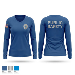 Womens Long Sleeve Vneck Shirt, Mercy Public Safety, Police, Teamtime, Team time, sublimation, custom sports apparel, team uniforms, spirit wear, spiritwear, sports uniforms, custom shirts, team store, custom team store, fundraiser sports, apparel fundraiser
