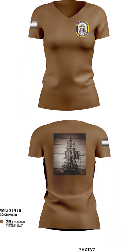 USS CONSTITUTION 83286371 Women's Short Sleeve V-neck Shirt - 3