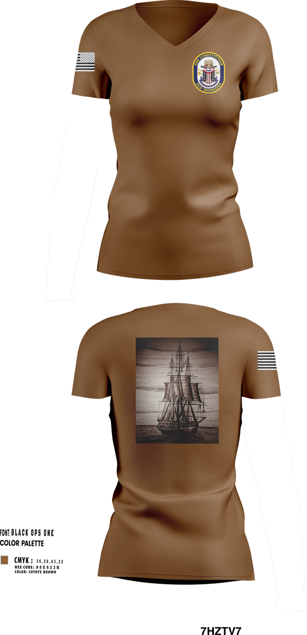Womens Short Sleeve Vneck Shirt, USS CONSTITUTION, , Teamtime, Team time, sublimation, custom sports apparel, team uniforms, spirit wear, spiritwear, sports uniforms, custom shirts, team store, custom team store, fundraiser sports, apparel fundraiser