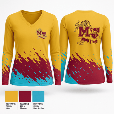 MIDDLETON TIGERS  Women's Long Sleeve V-neck Shirt - 1