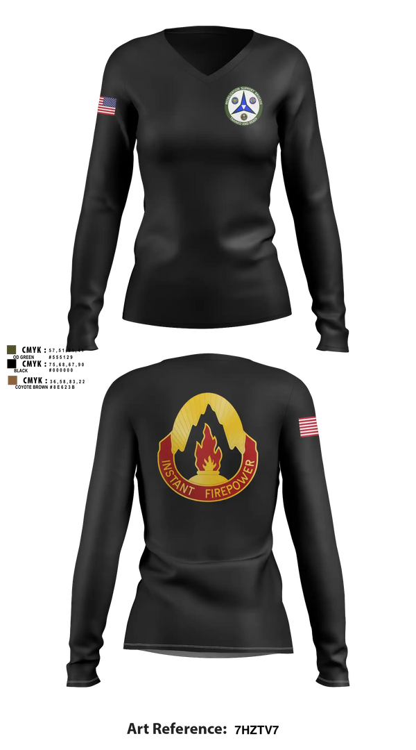 Womens Long Sleeve Vneck Shirt, 38th RSG, Army, Teamtime, Team time, sublimation, custom sports apparel, team uniforms, spirit wear, spiritwear, sports uniforms, custom shirts, team store, custom team store, fundraiser sports, apparel fundraiser