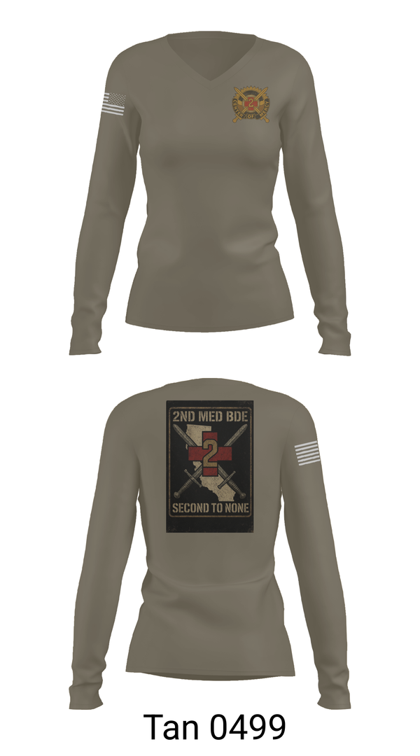 Womens Long Sleeve Vneck Shirt, 2nd Medical Brigade, , Teamtime, Team time, sublimation, custom sports apparel, team uniforms, spirit wear, spiritwear, sports uniforms, custom shirts, team store, custom team store, fundraiser sports, apparel fundraiser