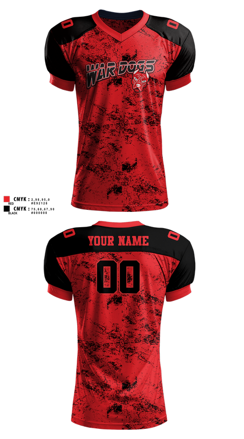 Football Jersey, War Dogs Travel Flag Football, Men's Basketball, Teamtime, Team time, sublimation, custom sports apparel, team uniforms, spirit wear, spiritwear, sports uniforms, custom shirts, team store, custom team store, fundraiser sports, apparel fundraiser