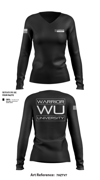Womens Long Sleeve Vneck Shirt, Warrior University, , Teamtime, Team time, sublimation, custom sports apparel, team uniforms, spirit wear, spiritwear, sports uniforms, custom shirts, team store, custom team store, fundraiser sports, apparel fundraiser