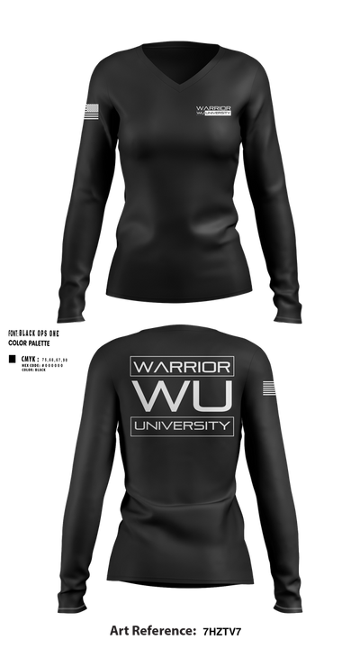 Warrior University Women's Long Sleeve V-neck Shirt - 100