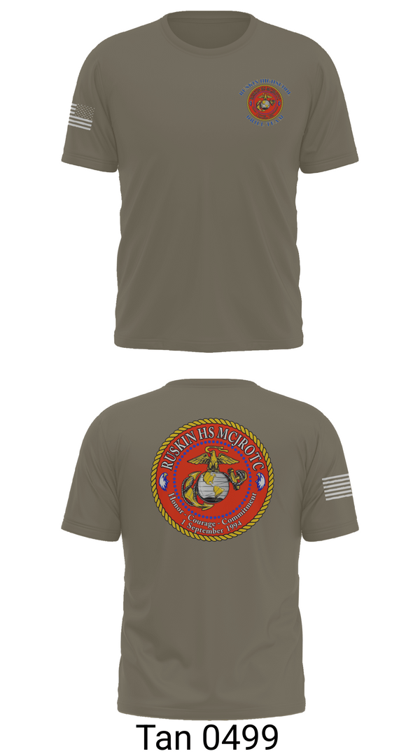 Old School Cotton Feel Shirt, Ruskin Highschool MCJROTC drill team, Marines, Teamtime, Team time, sublimation, custom sports apparel, team uniforms, spirit wear, spiritwear, sports uniforms, custom shirts, team store, custom team store, fundraiser sports, apparel fundraiser