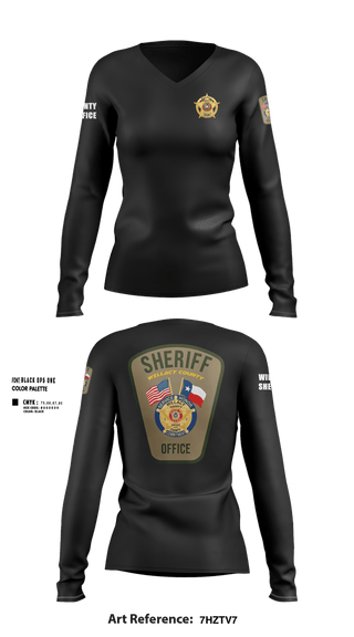 Womens Long Sleeve Vneck Shirt, Willacy County Sheriff's Office, Police, Teamtime, Team time, sublimation, custom sports apparel, team uniforms, spirit wear, spiritwear, sports uniforms, custom shirts, team store, custom team store, fundraiser sports, apparel fundraiser