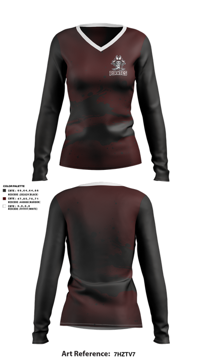 PIRATES 85018022 Women's Long Sleeve V-neck Shirt - 1
