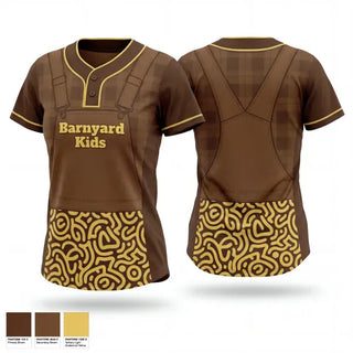 Two Button Softball Jersey, Barnyard Kids, Softball, Teamtime, Team time, sublimation, custom sports apparel, team uniforms, spirit wear, spiritwear, sports uniforms, custom shirts, team store, custom team store, fundraiser sports, apparel fundraiser