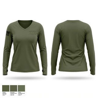 Womens Long Sleeve Vneck Shirt, McCaysville Police, Police, Teamtime, Team time, sublimation, custom sports apparel, team uniforms, spirit wear, spiritwear, sports uniforms, custom shirts, team store, custom team store, fundraiser sports, apparel fundraiser