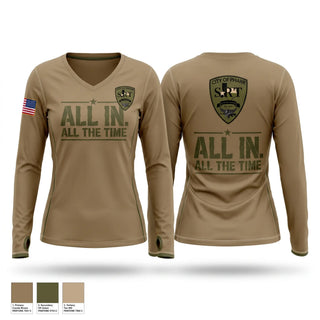 Womens Long Sleeve Vneck Shirt, Pharr SRT, Police, Teamtime, Team time, sublimation, custom sports apparel, team uniforms, spirit wear, spiritwear, sports uniforms, custom shirts, team store, custom team store, fundraiser sports, apparel fundraiser