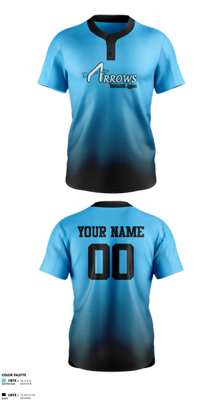 Two Button Softball Jersey, Arrows, Softball, Teamtime, Team time, sublimation, custom sports apparel, team uniforms, spirit wear, spiritwear, sports uniforms, custom shirts, team store, custom team store, fundraiser sports, apparel fundraiser