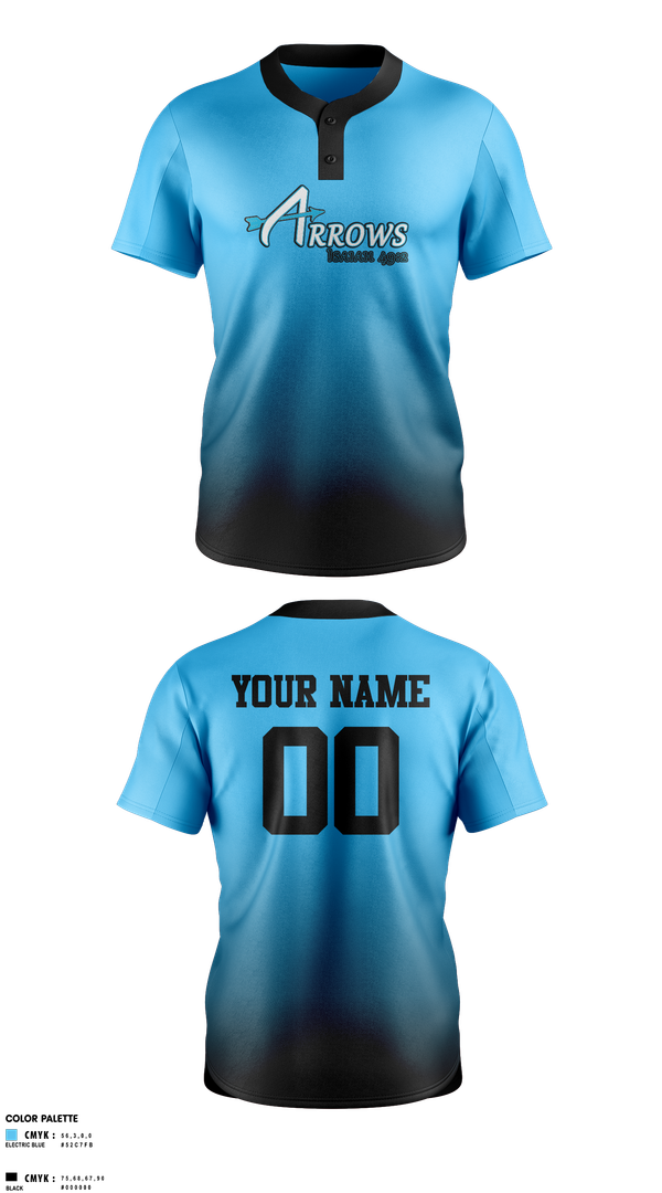 Two Button Softball Jersey, Arrows, Softball, Teamtime, Team time, sublimation, custom sports apparel, team uniforms, spirit wear, spiritwear, sports uniforms, custom shirts, team store, custom team store, fundraiser sports, apparel fundraiser