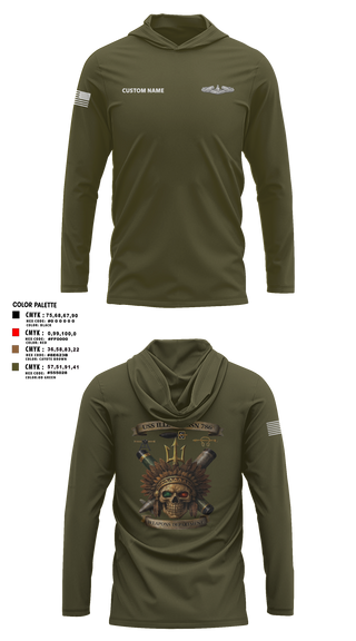 Long Sleeve Performance Shirt with hood, USS Illinois (SSN 786), , Teamtime, Team time, sublimation, custom sports apparel, team uniforms, spirit wear, spiritwear, sports uniforms, custom shirts, team store, custom team store, fundraiser sports, apparel fundraiser