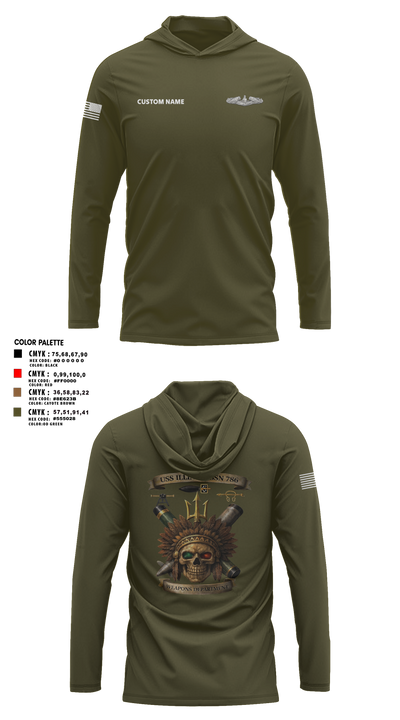 USS Illinois (SSN 786) 55868909 Long Sleeve Performance Shirt with hood - 57