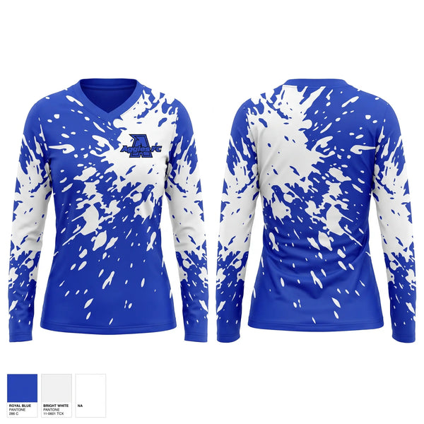 Womens Long Sleeve Vneck Shirt, Aggies FC, Men's Soccer, Teamtime, Team time, sublimation, custom sports apparel, team uniforms, spirit wear, spiritwear, sports uniforms, custom shirts, team store, custom team store, fundraiser sports, apparel fundraiser