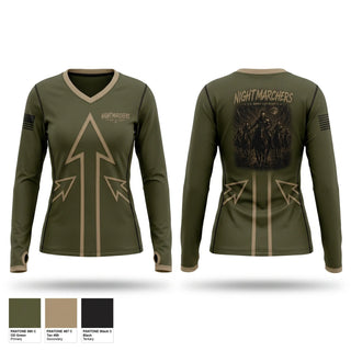 Womens Long Sleeve Vneck Shirt, Nightmarchers, Army, Teamtime, Team time, sublimation, custom sports apparel, team uniforms, spirit wear, spiritwear, sports uniforms, custom shirts, team store, custom team store, fundraiser sports, apparel fundraiser