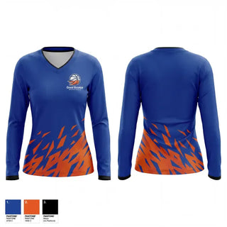 Womens Long Sleeve Vneck Shirt, Good Bounce, Men's Basketball, Teamtime, Team time, sublimation, custom sports apparel, team uniforms, spirit wear, spiritwear, sports uniforms, custom shirts, team store, custom team store, fundraiser sports, apparel fundraiser