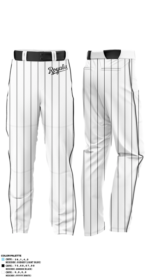 Baseball Pants, Royals, Baseball, Teamtime, Team time, sublimation, custom sports apparel, team uniforms, spirit wear, spiritwear, sports uniforms, custom shirts, team store, custom team store, fundraiser sports, apparel fundraiser