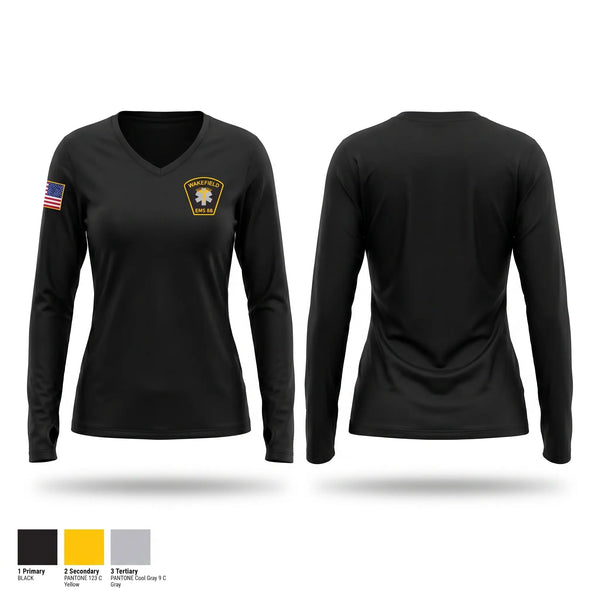 Womens Long Sleeve Vneck Shirt, Wakefield EMS, EMS/EMT, Teamtime, Team time, sublimation, custom sports apparel, team uniforms, spirit wear, spiritwear, sports uniforms, custom shirts, team store, custom team store, fundraiser sports, apparel fundraiser
