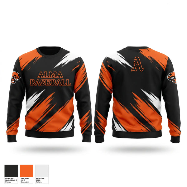 Crew Neck Sweatshirt, Alma, Baseball, Teamtime, Team time, sublimation, custom sports apparel, team uniforms, spirit wear, spiritwear, sports uniforms, custom shirts, team store, custom team store, fundraiser sports, apparel fundraiser