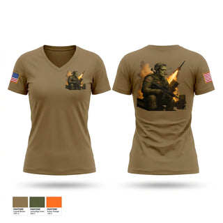 Womens Short Sleeve Vneck Shirt, A 2-55, Army, Teamtime, Team time, sublimation, custom sports apparel, team uniforms, spirit wear, spiritwear, sports uniforms, custom shirts, team store, custom team store, fundraiser sports, apparel fundraiser