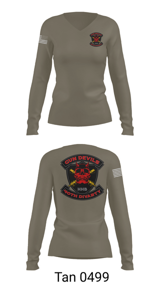 Womens Long Sleeve Vneck Shirt, HHB 40th DIVARTY, Army, Teamtime, Team time, sublimation, custom sports apparel, team uniforms, spirit wear, spiritwear, sports uniforms, custom shirts, team store, custom team store, fundraiser sports, apparel fundraiser