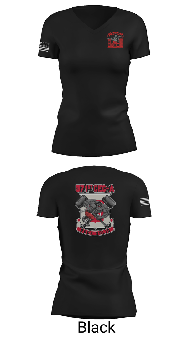 Womens Short Sleeve Vneck Shirt, 571st CEC-A, , Teamtime, Team time, sublimation, custom sports apparel, team uniforms, spirit wear, spiritwear, sports uniforms, custom shirts, team store, custom team store, fundraiser sports, apparel fundraiser