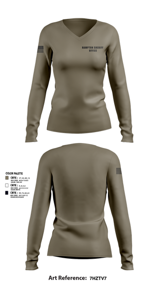 Womens Long Sleeve Vneck Shirt, Hampton sheriff office, , Teamtime, Team time, sublimation, custom sports apparel, team uniforms, spirit wear, spiritwear, sports uniforms, custom shirts, team store, custom team store, fundraiser sports, apparel fundraiser