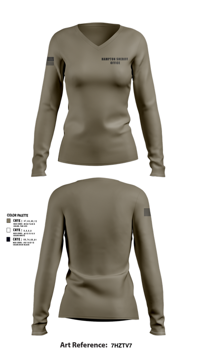 Hampton sheriff office 11195878 Women's Long Sleeve V-neck Shirt - 2