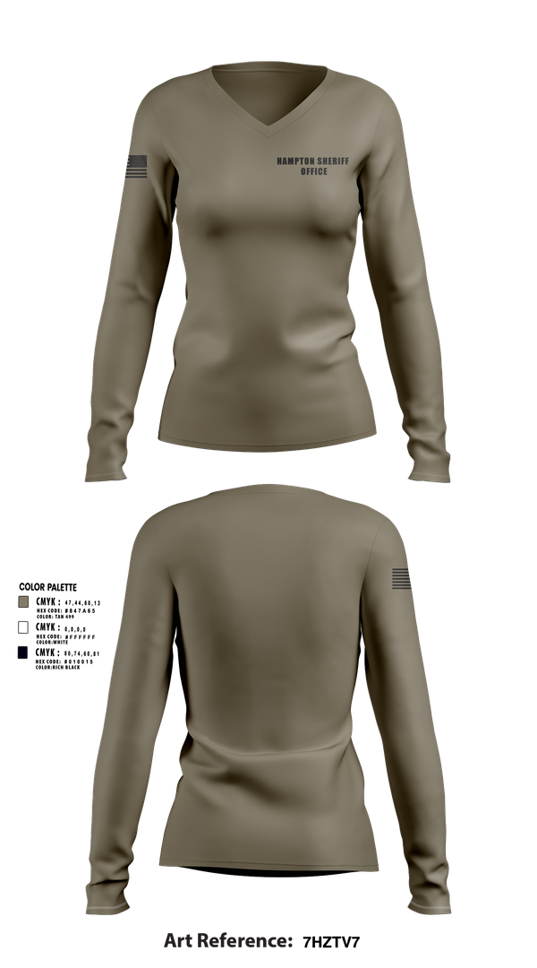 Womens Long Sleeve Vneck Shirt, Hampton sheriff office, , Teamtime, Team time, sublimation, custom sports apparel, team uniforms, spirit wear, spiritwear, sports uniforms, custom shirts, team store, custom team store, fundraiser sports, apparel fundraiser