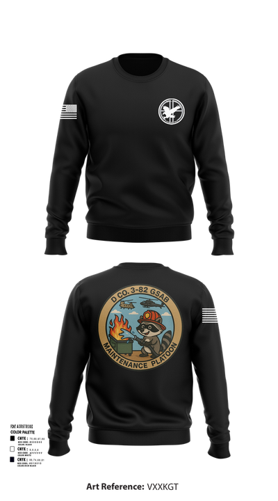 D Co 3-82 GSAB Maintenance Platoon 61791905 Crew Neck Sweatshirt - 103