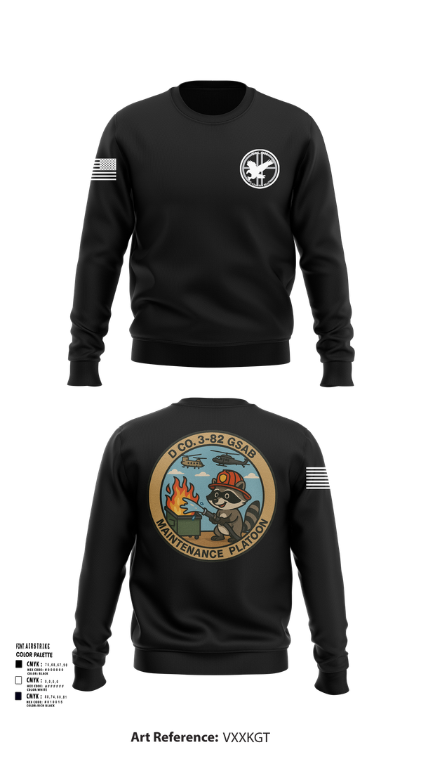 Crew Neck Sweatshirt, D Co 3-82 GSAB Maintenance Platoon, , Teamtime, Team time, sublimation, custom sports apparel, team uniforms, spirit wear, spiritwear, sports uniforms, custom shirts, team store, custom team store, fundraiser sports, apparel fundraiser