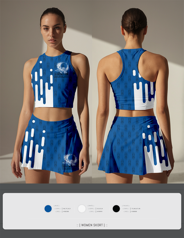 Skort, Covington High School Cheer, Cheer, Teamtime, Team time, sublimation, custom sports apparel, team uniforms, spirit wear, spiritwear, sports uniforms, custom shirts, team store, custom team store, fundraiser sports, apparel fundraiser