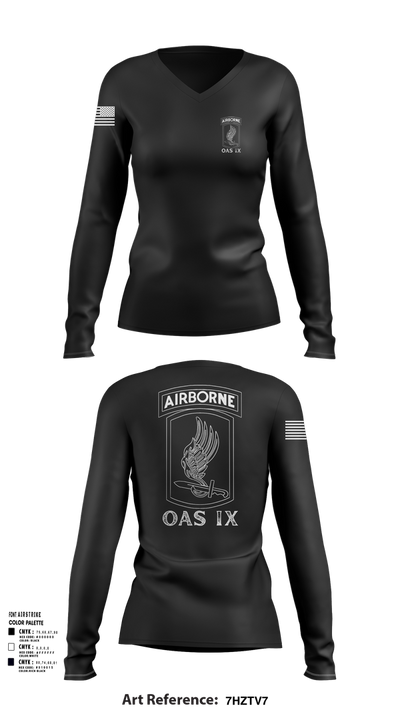 173RD ABN 21007449 Women's Long Sleeve V-neck Shirt - 103