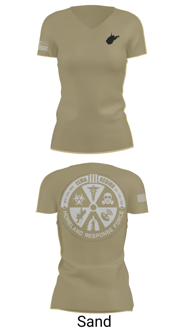 Womens Short Sleeve Vneck Shirt, Region 3 Homeland Response Force, , Teamtime, Team time, sublimation, custom sports apparel, team uniforms, spirit wear, spiritwear, sports uniforms, custom shirts, team store, custom team store, fundraiser sports, apparel fundraiser