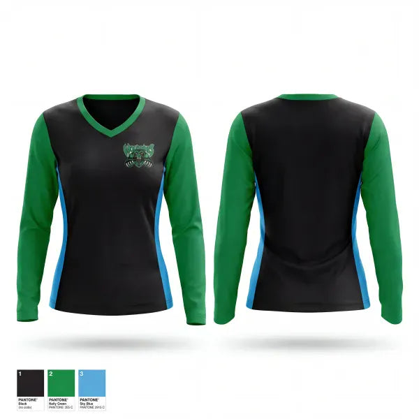 Womens Long Sleeve Vneck Shirt, Wolverines, Baseball, Teamtime, Team time, sublimation, custom sports apparel, team uniforms, spirit wear, spiritwear, sports uniforms, custom shirts, team store, custom team store, fundraiser sports, apparel fundraiser