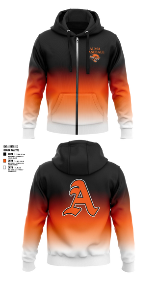 Zip Hoodie, Alma, Baseball, Teamtime, Team time, sublimation, custom sports apparel, team uniforms, spirit wear, spiritwear, sports uniforms, custom shirts, team store, custom team store, fundraiser sports, apparel fundraiser