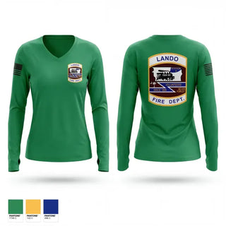 Womens Long Sleeve Vneck Shirt, Lando Fire Department, Fire Department, Teamtime, Team time, sublimation, custom sports apparel, team uniforms, spirit wear, spiritwear, sports uniforms, custom shirts, team store, custom team store, fundraiser sports, apparel fundraiser
