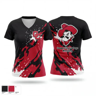 Cooper City Cowboys 14113668 Women's Short Sleeve V-neck Shirt - 1
