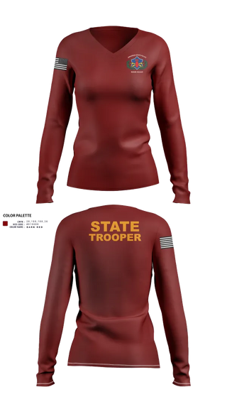 Womens Long Sleeve Vneck Shirt, Arkansas State Police Bomb Squad, , Teamtime, Team time, sublimation, custom sports apparel, team uniforms, spirit wear, spiritwear, sports uniforms, custom shirts, team store, custom team store, fundraiser sports, apparel fundraiser