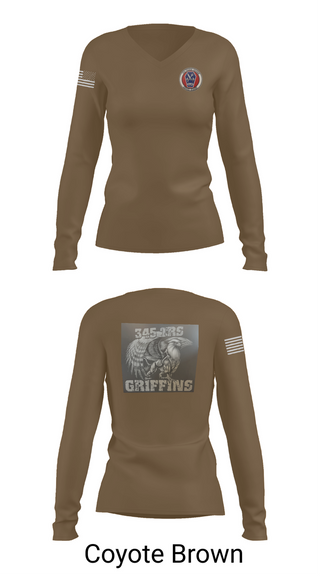 Womens Long Sleeve Vneck Shirt, 345th TRS, , Teamtime, Team time, sublimation, custom sports apparel, team uniforms, spirit wear, spiritwear, sports uniforms, custom shirts, team store, custom team store, fundraiser sports, apparel fundraiser