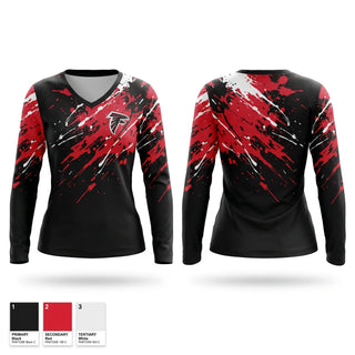 Womens Long Sleeve Vneck Shirt, Kingman Eagles, Track & Field, Teamtime, Team time, sublimation, custom sports apparel, team uniforms, spirit wear, spiritwear, sports uniforms, custom shirts, team store, custom team store, fundraiser sports, apparel fundraiser