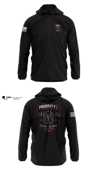 Windbreaker, Priority 1 Rescue, EMS/EMT, Teamtime, Team time, sublimation, custom sports apparel, team uniforms, spirit wear, spiritwear, sports uniforms, custom shirts, team store, custom team store, fundraiser sports, apparel fundraiser