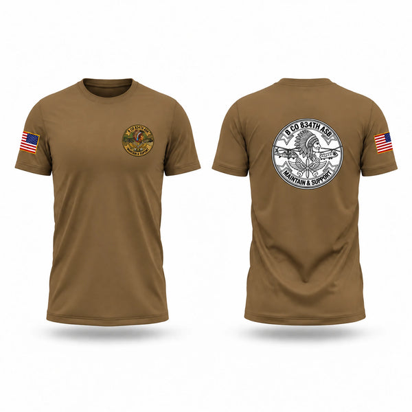 Old School Cotton Feel Shirt, B co 834 ASB, National Guard, Teamtime, Team time, sublimation, custom sports apparel, team uniforms, spirit wear, spiritwear, sports uniforms, custom shirts, team store, custom team store, fundraiser sports, apparel fundraiser